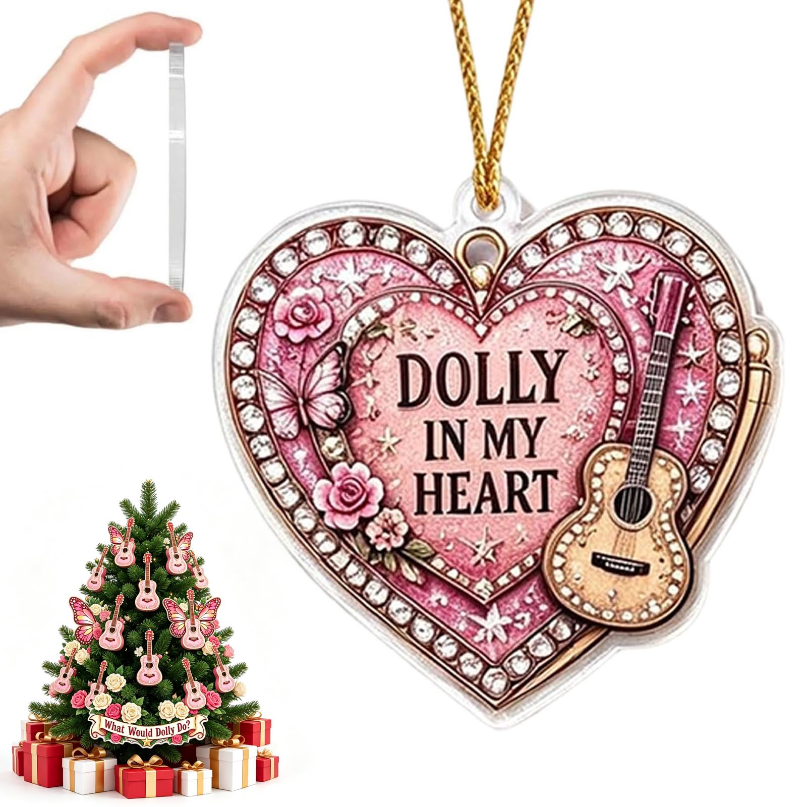 Dolly Parton 2026 Acrylic Pink Christmas Ornament, Dolly Memorial Gift