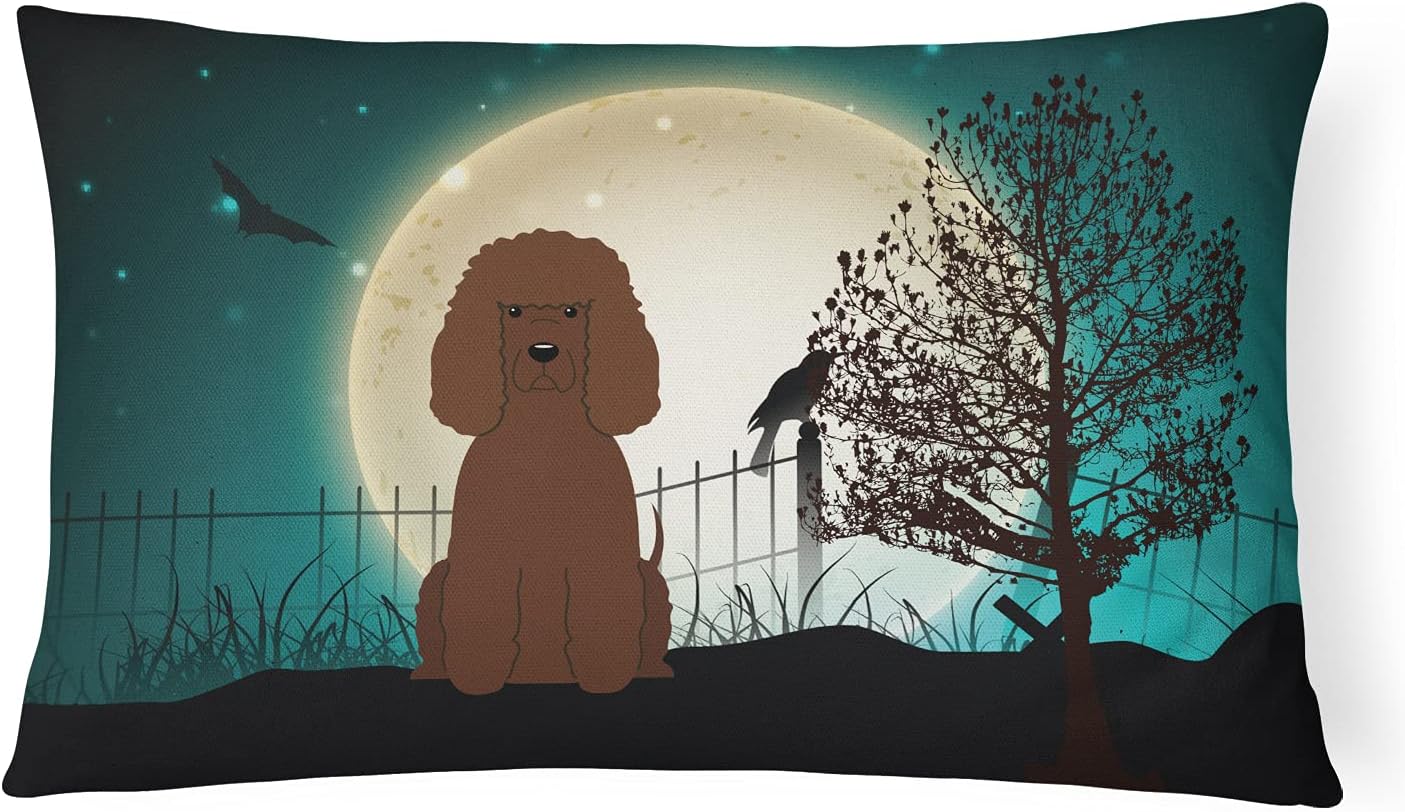 Caroline's Treasures BB2253PW1216 Halloween Scary Irish Water Spaniel Canvas Fabric Decorative Pillow Machine Washable, Indoor Outdoor Decorative Pillow for Couch, Bed or Patio, 12HX16W