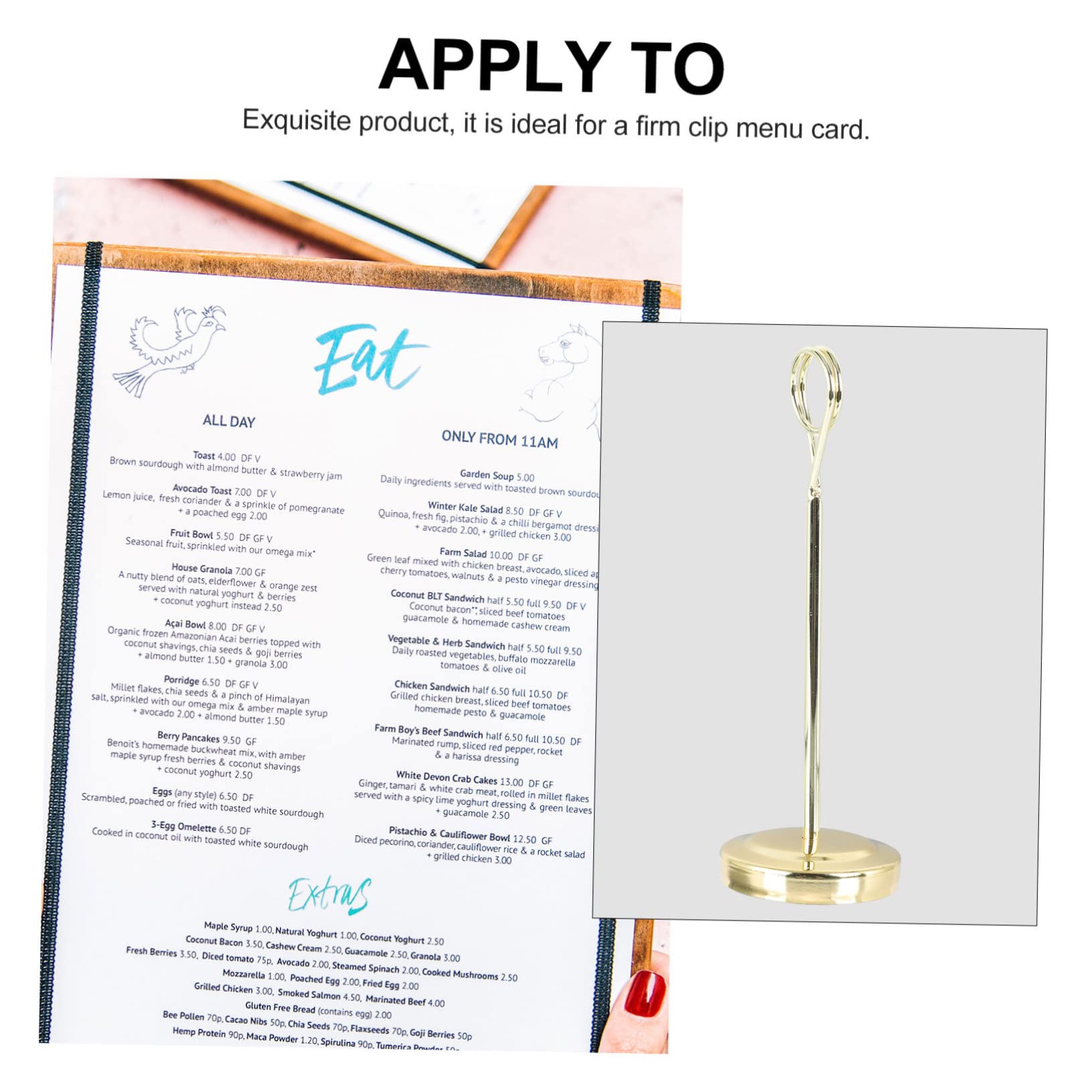 HOLIDYOYO 1pc Plate Seat Table Number Card Holders Table Menu Stands Sturdy Cards Holder Pictures Note Clamp Wire Place Stand Tall Table Number Holders Menu Rack Stainless Steel Golden