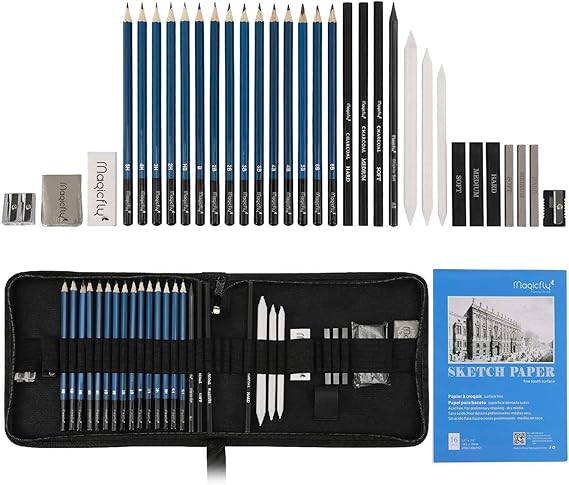 Amazon Magicfly スケッチ鉛筆 33点セット デッサン鉛筆 素描 子供 大人 初心者 美術系学生 スケッチブック 収納ケース付き デッサン鉛筆 通販
