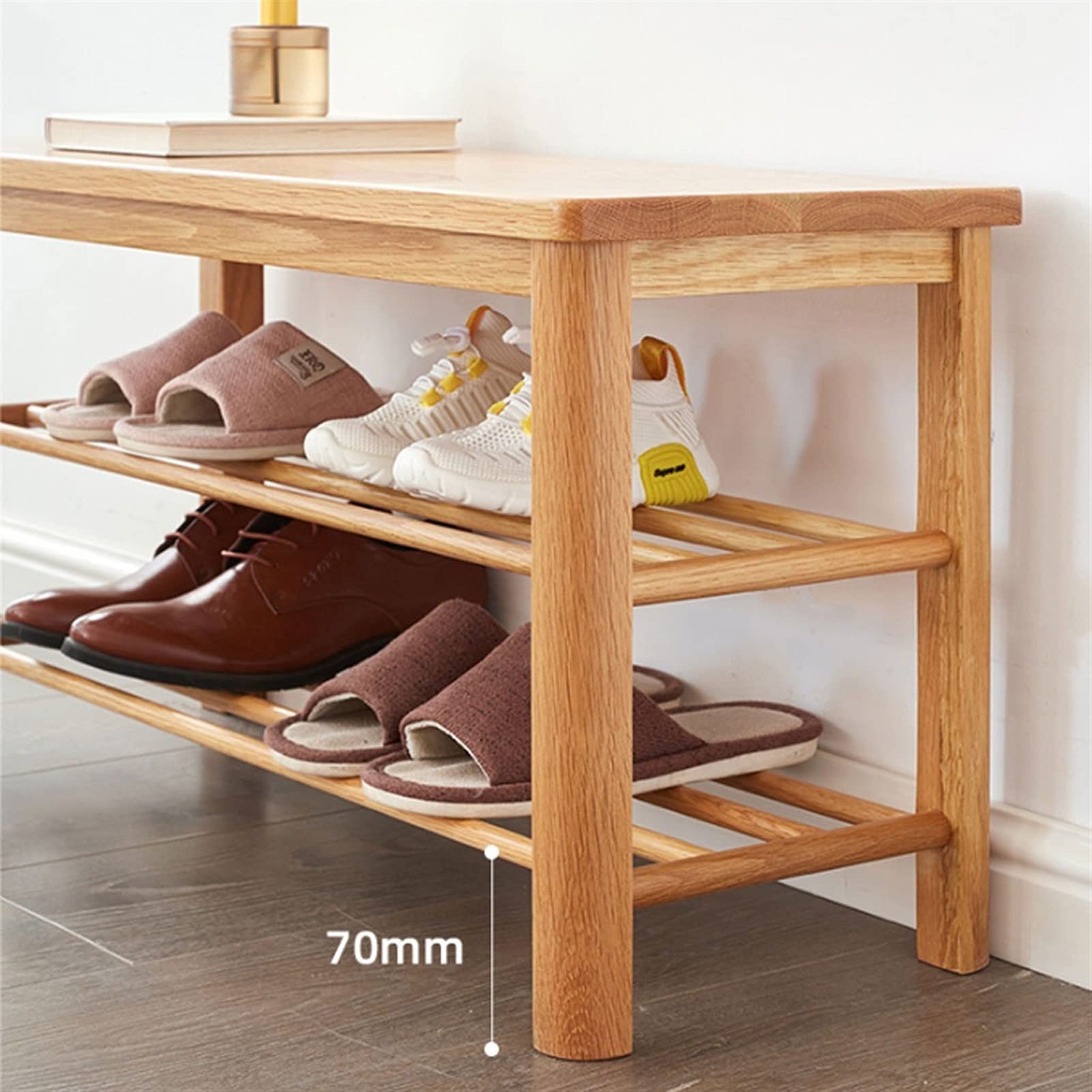 Étagère à Chaussures Étroite En Bois 4 Niveaux - Rangement Derrière Porte 12cm Profondeur