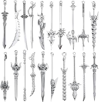 Gjinxi 20Pcs Antique Swords Knife Bookmark, Silver Sword Knife Charms Pendants Bookmarks, Ancient Metal Vintage Sword Knife Charms Accessory for Book Lovers Reading Presents DIY Craft Supplies
