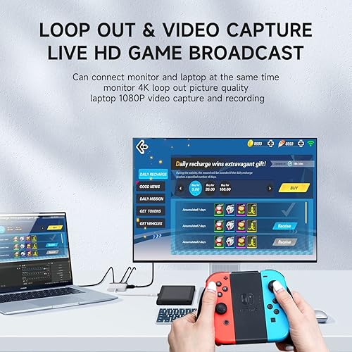 Miniatura 4 de Hagibis Switch - Tarjeta de captura de video portátil para Nintendo SwitchiPhone 16 15 Pro Max, transmisión en vivo, juegos, USB 3.0, 1080P, 60Hz,