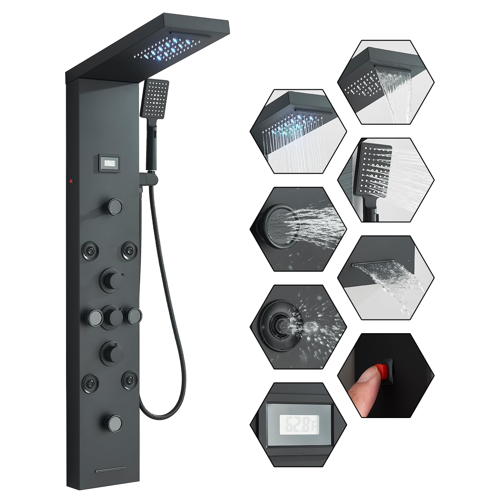 FUZ Shower Panel Tower System Matte Black