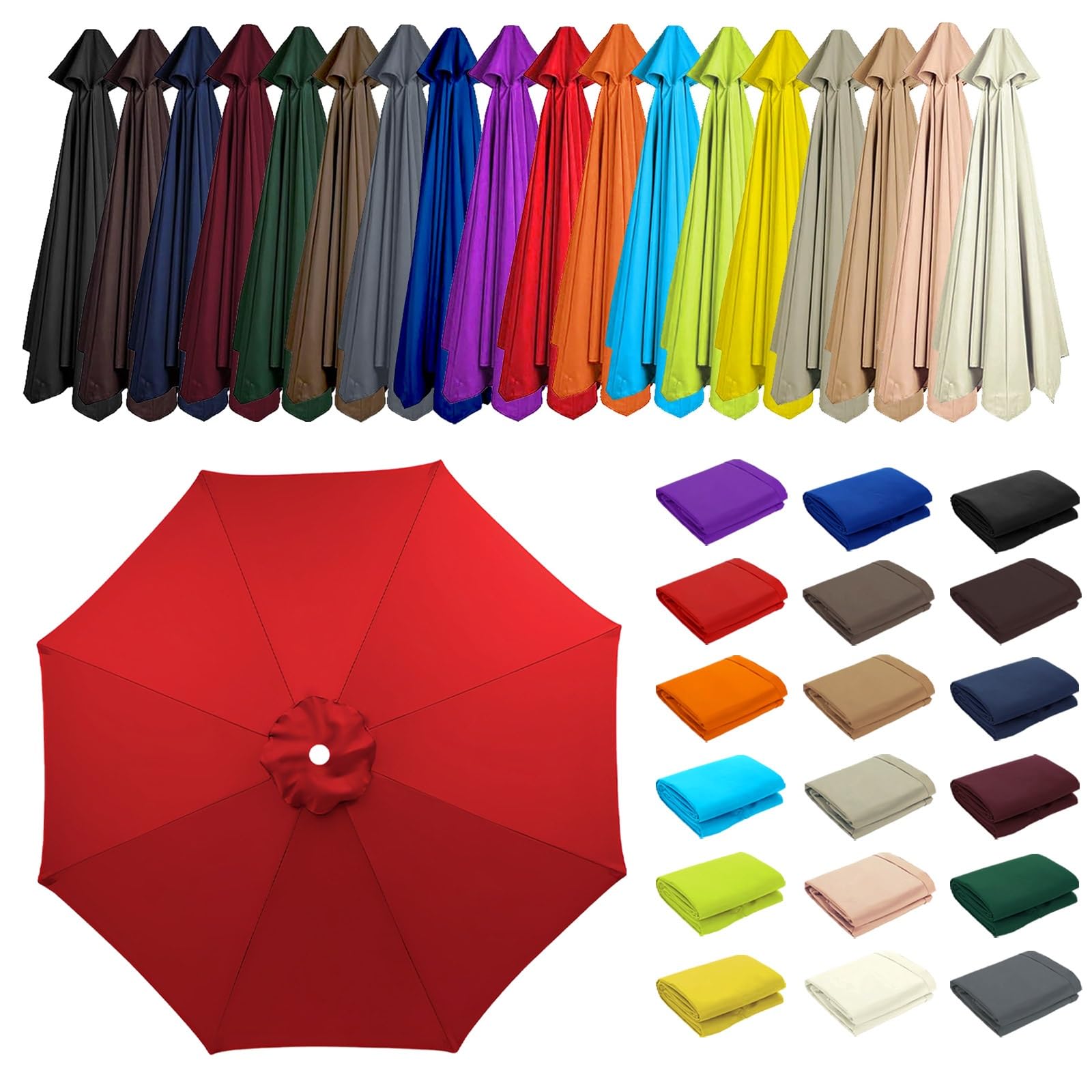 2/2.30/2.5/2.7/3.0/3.5m Umbrella Replacement Top Cover, 8 Arms Outdoor Replacement Top Cover, Patio Umbrella Replacement, Canopy Only, for Backyard, Patio, Pool, Beach(Red,8 ribs: 2.30m/7.5ft) โ image 1