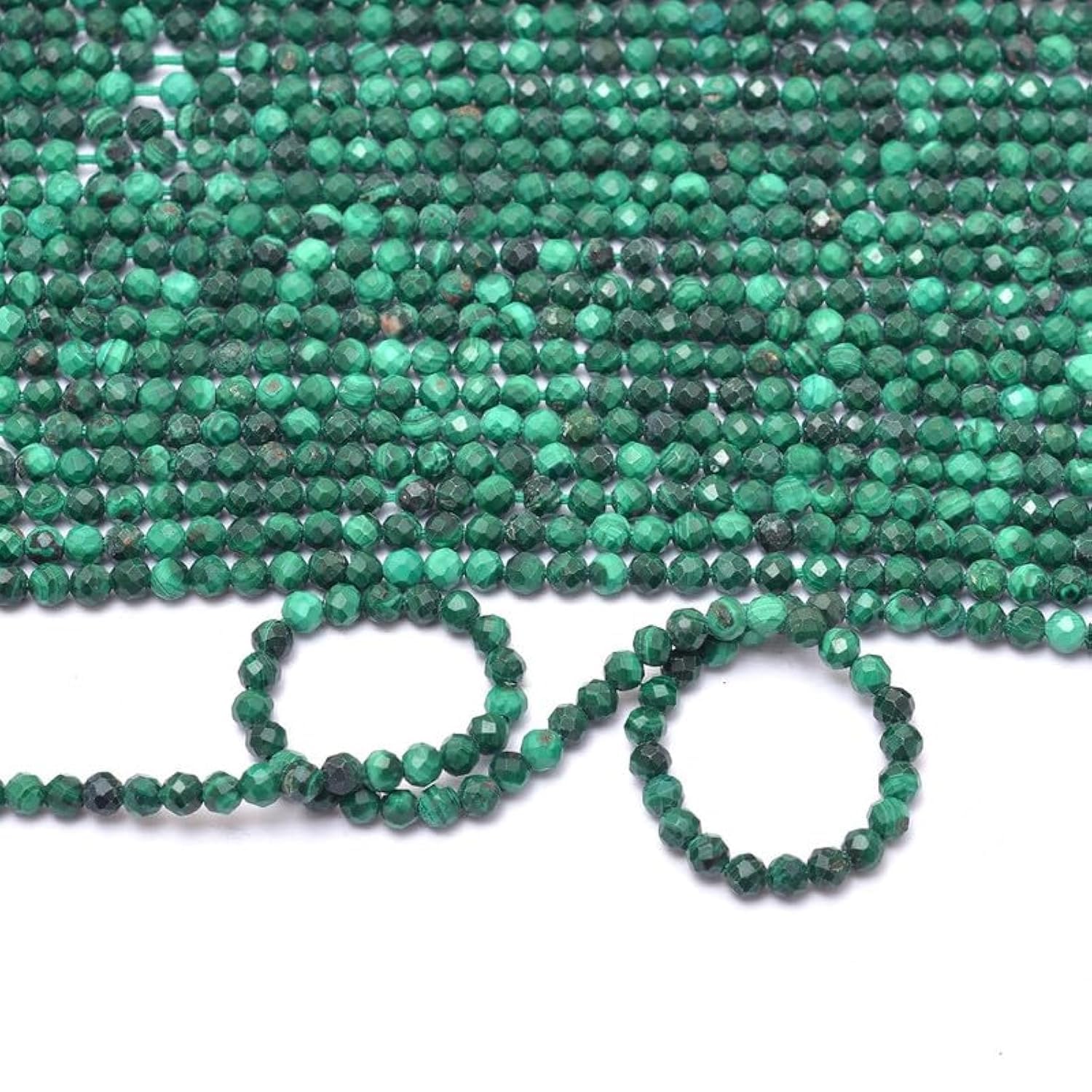 Malachite AAA+ perles à facettes 2mm en pierre véritable pour bijoux de haute joaillerie
