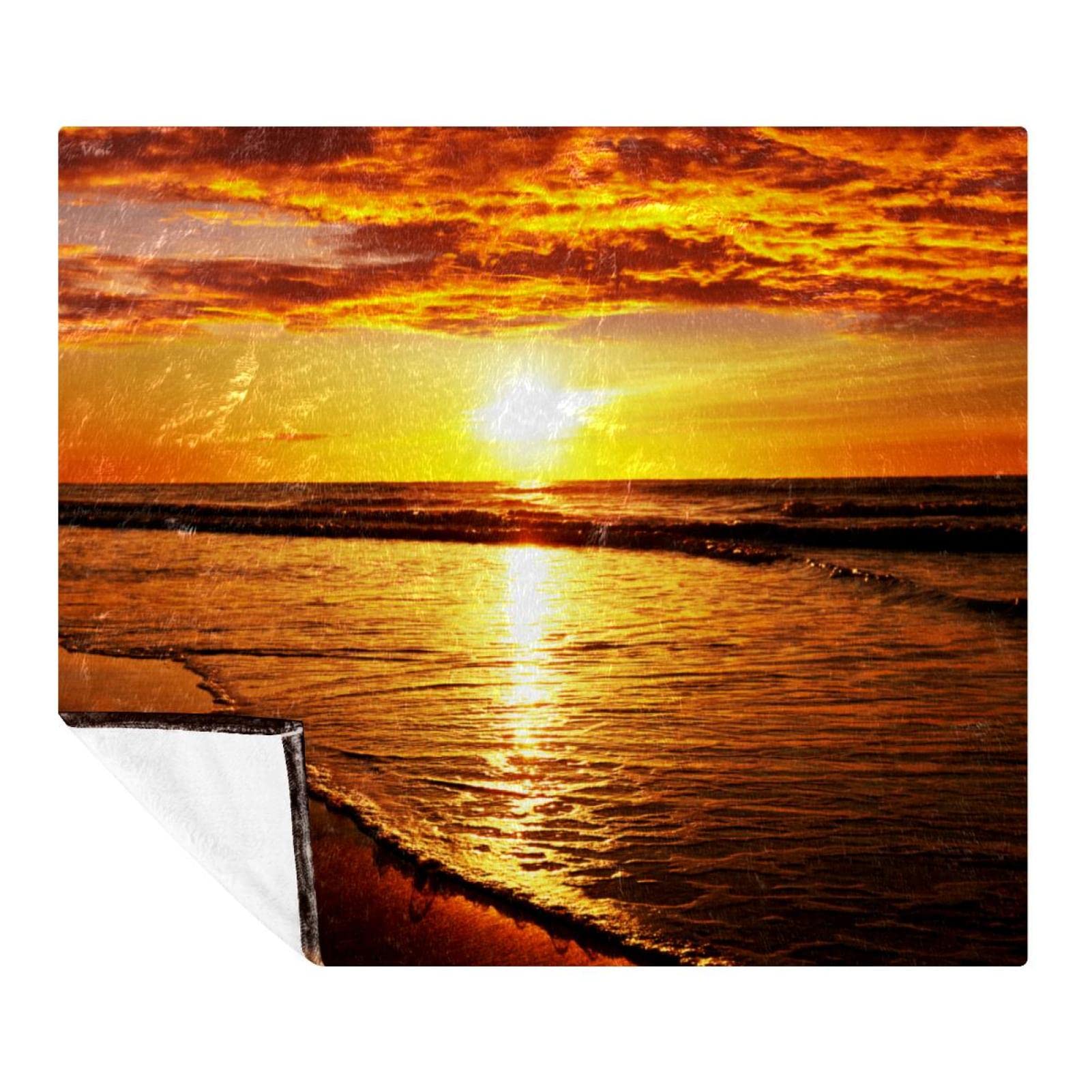 Couverture polaire de literie évocation plage et mer pour s'endormir sous le soleil