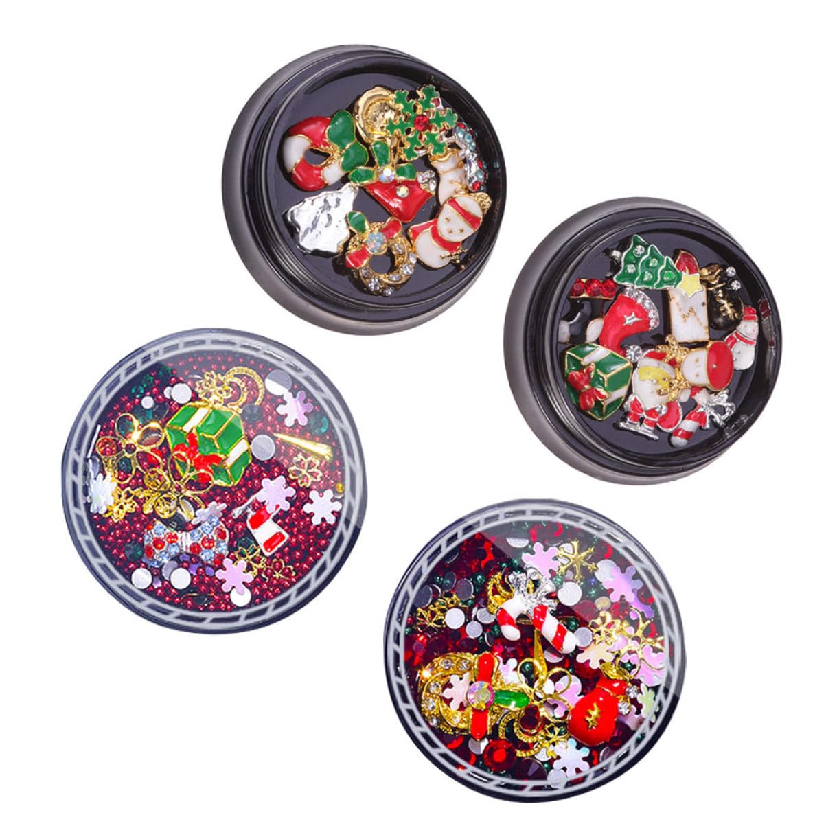 Healeved Charm Natalizi Per Unghie Con Strass e Fiocchi Di Decorazioni Nail Art Per Manicure Fai Da Te e Party