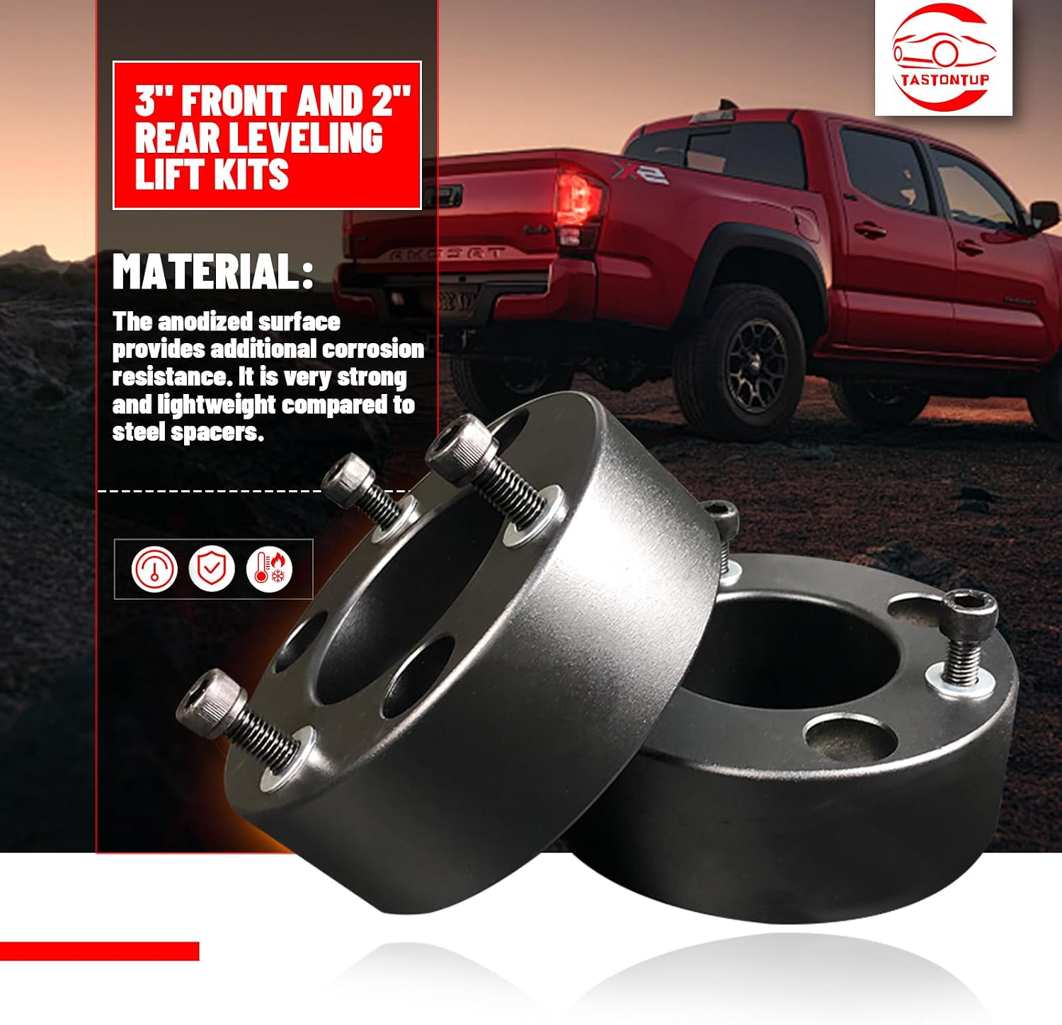 3'' Front 2'' Rear Leveling Lift Kit for 2004-2024 F150 2WD/4WD, 3 Inch Front Strut Spacers + 2 Inch Rear Lift Blocks Leveling Kit