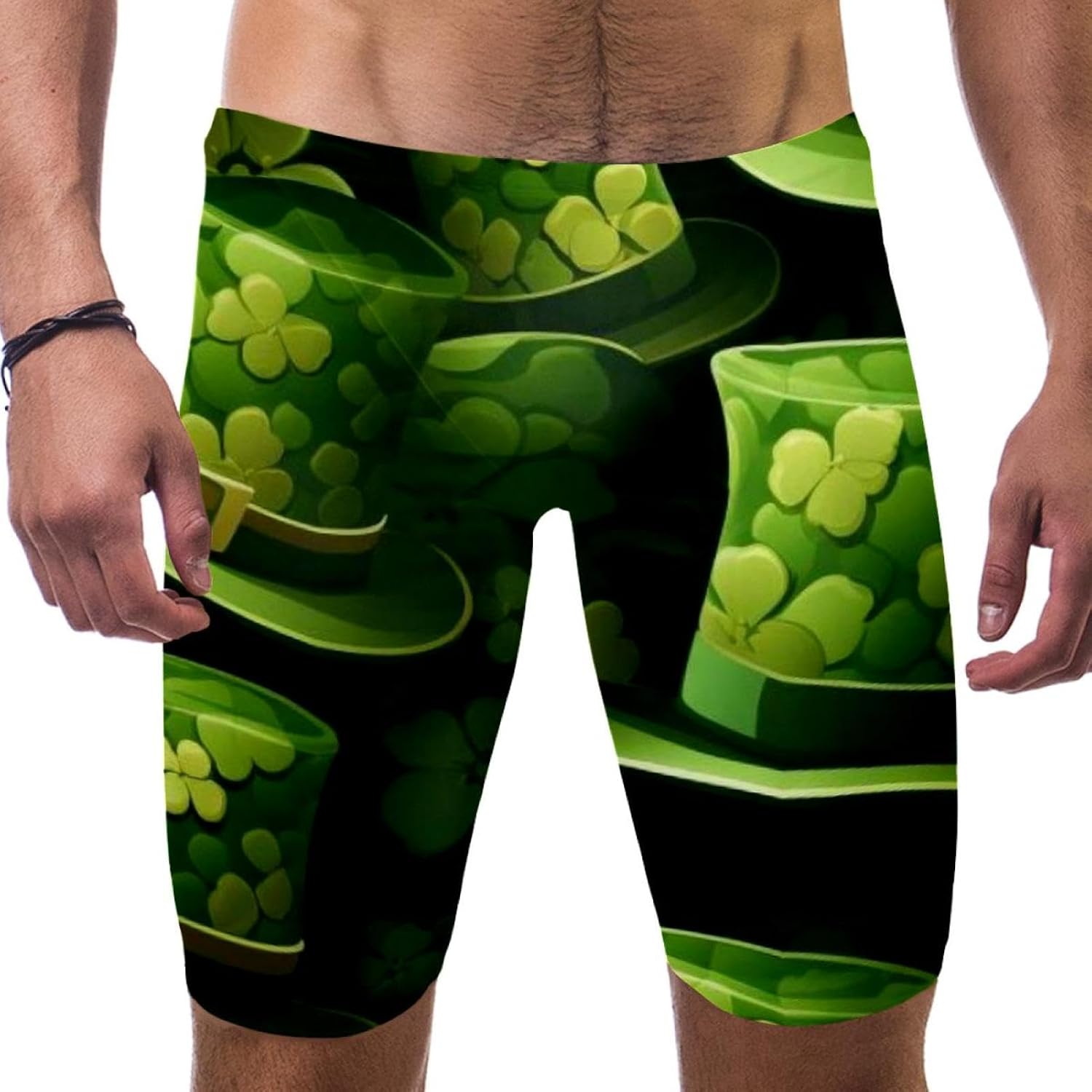 St Patrick's Day Swimsuit Mens Swim Jammers Endurance Long Racing Training Swimsuit