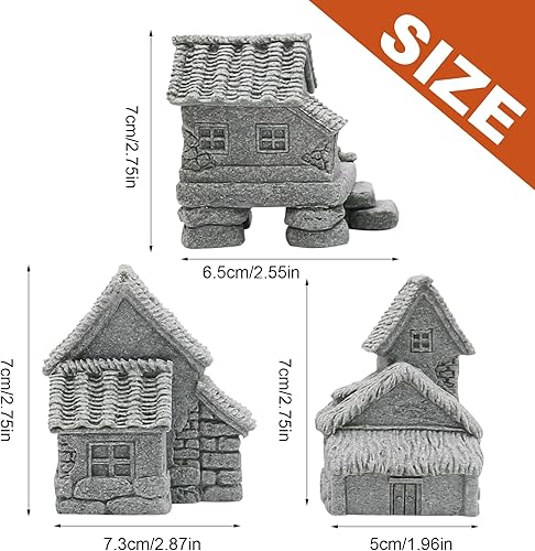 Miniatura 2 de 3 piezas de micro casas de aldea, paisajismo de casas chinas, adornos de micro decoración de paisaje para jardín zen y patio, micro paisaje, patio,