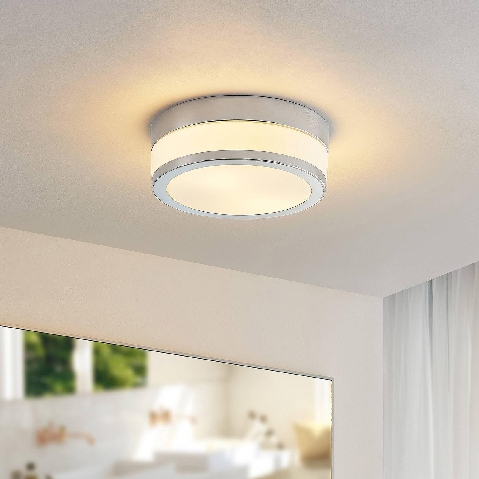 Lindby Deckenlampe Badezimmerlampe, spritzwassergeschützt IP44 Badlampe Deckenleuchte Badleuchte ø 23 cm 230V 2xE27 max. 60W ohne Leuchtmittel
