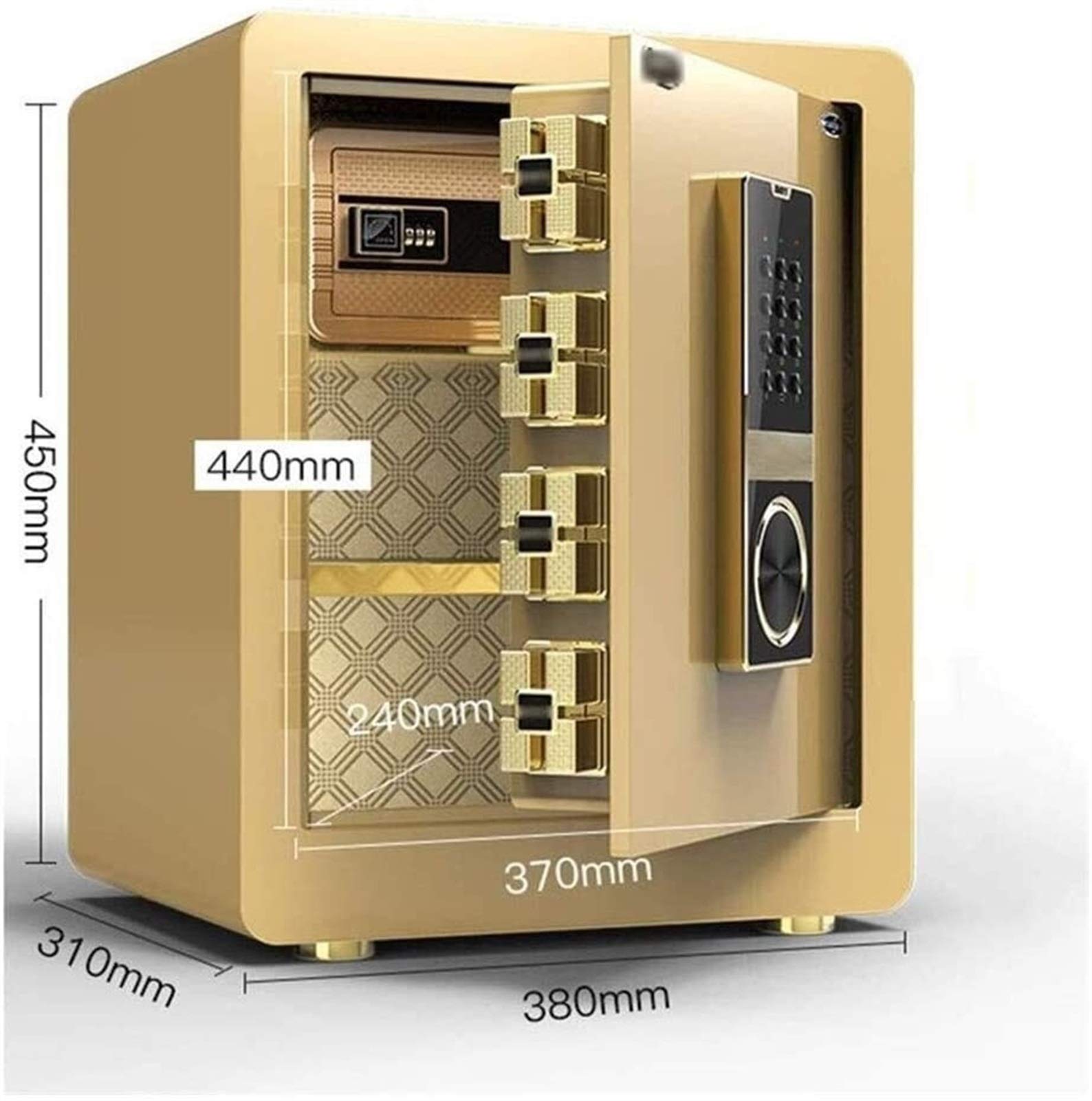 RLKHXBS Safe,Home Safe, Home Digital Safes, File Password Wall Mounted Fireproof Safe with Key Key Safe (Color : Gold)