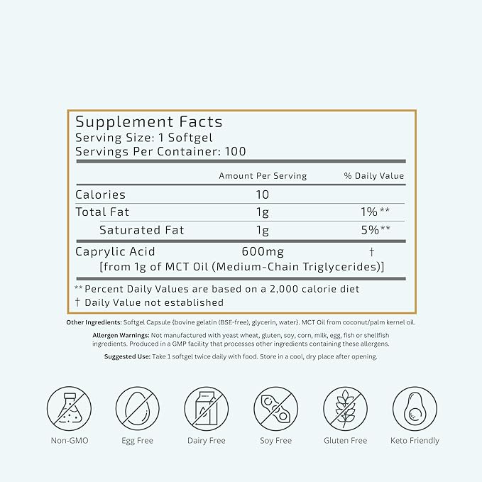 VitaTradingCo. C8 MCT Oil Capsules 100 Softgels miniatura 2