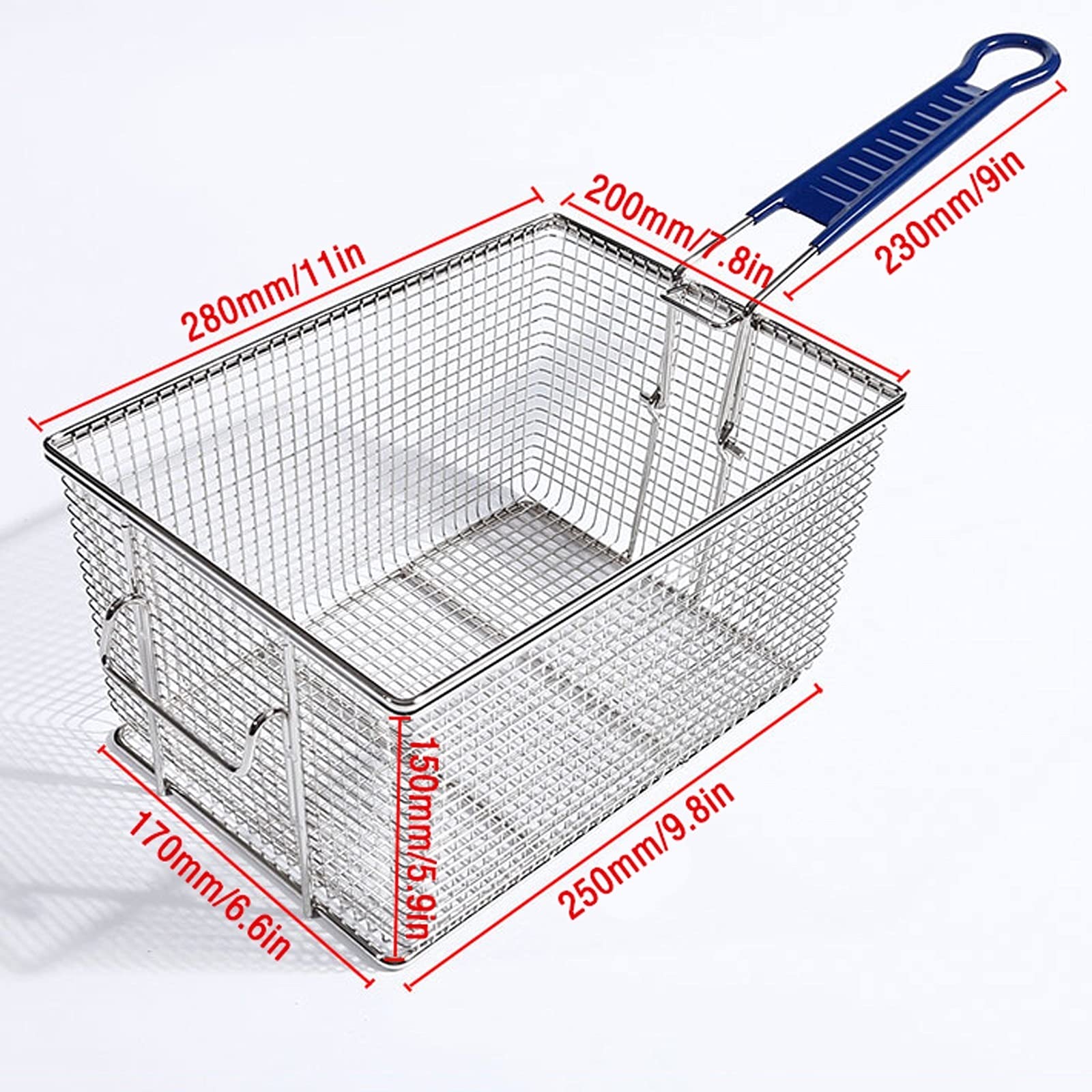 Cesta para freír Profunda de Acero Inoxidable, Cesta para freír Cuadrada, Cesta para freír con Mango Largo, Cesta para freír Reutilizable, Marco para Papas Fritas, Espumadera, Red