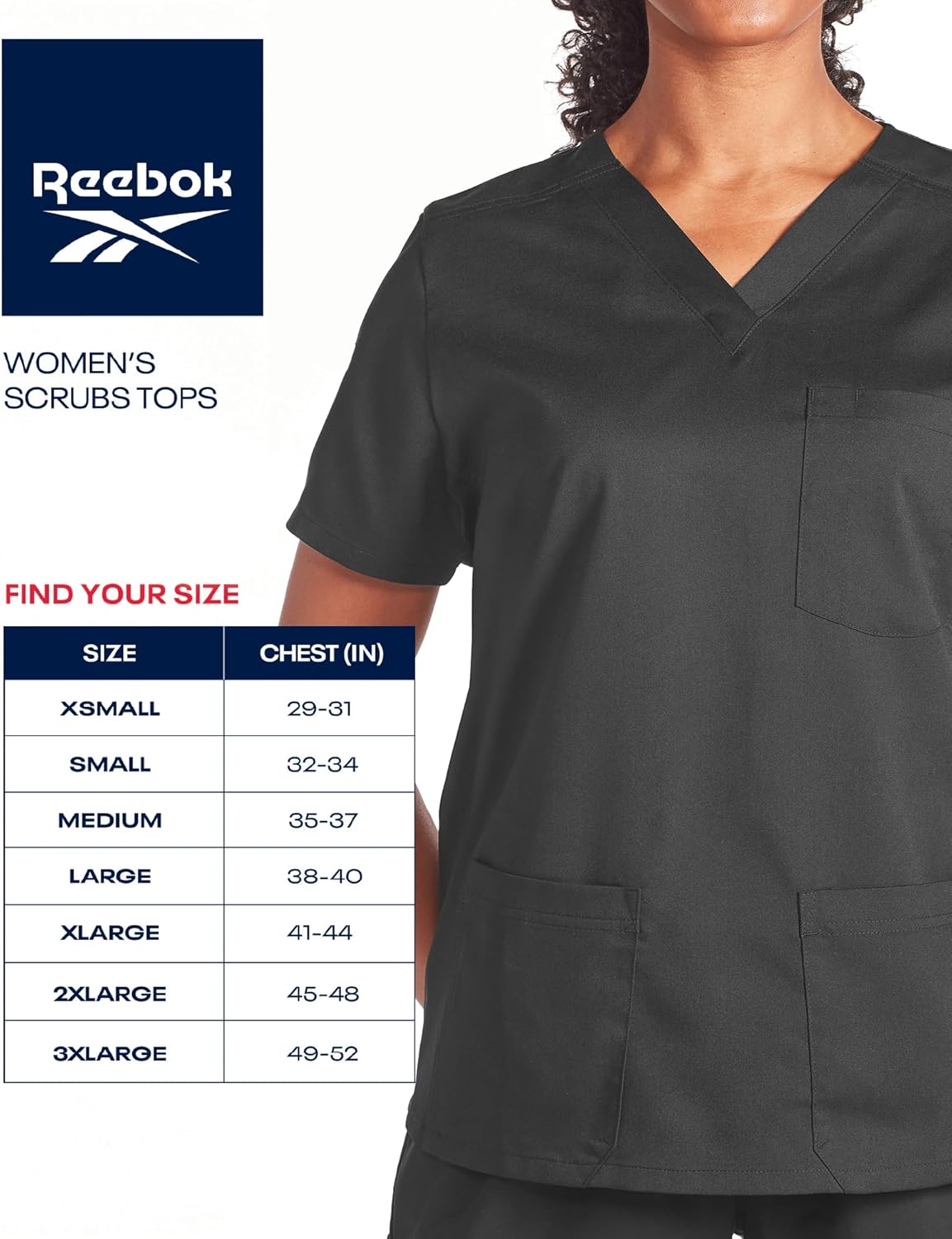 Reebok Womens Scrubs Top - Stretch V-Neck Medical Workwear Shirt, Breathable Uniform Scrubs for Women (Sizes: S-3XL) - Image 7