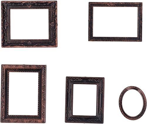 5 piezas de accesorios para casa de muñecas 1:12, marco de fotos en miniatura, muebles de casa de muñecas de madera, mini marco de fotos, muebles