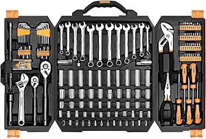 DEKOPRO 192 Piece Mixed Tool Kit Home Mechanics Repair Tool Set,Auto Repair Hand Tool Set Wrench Set with Plastic Toolbox Storage Case