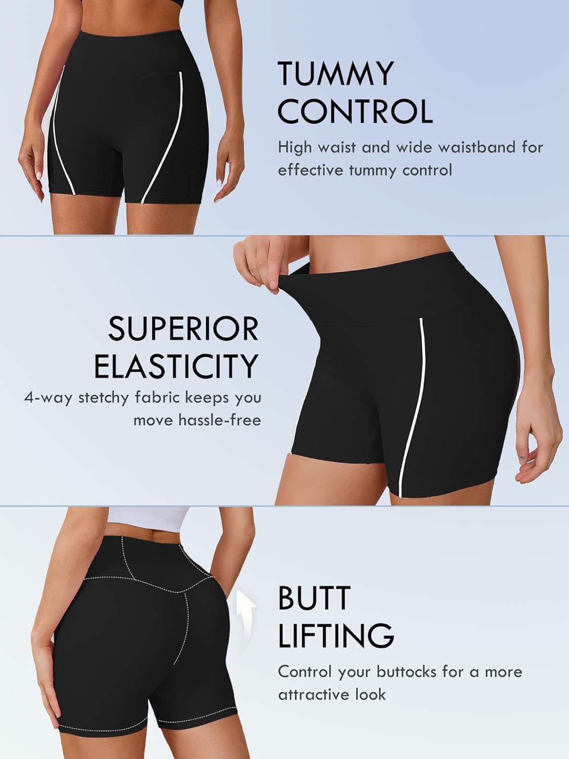 KORSIS Womens Biker Shorts Elastic 4.5" High Waisted Athletic Tummy Control Workout Fitness Running Yoga with Contrast Trim - Image 4