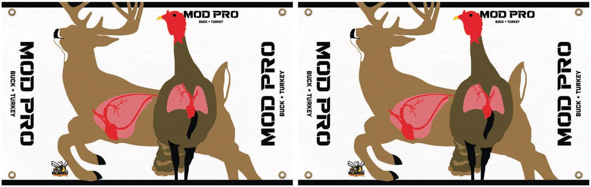 MorrellYellow Jacket MOD Pro Buck and Turkey Polypropylene Wrap with Grommets and Hook and Loop Attachment for Archery Target, 2 Pack, White/Tan