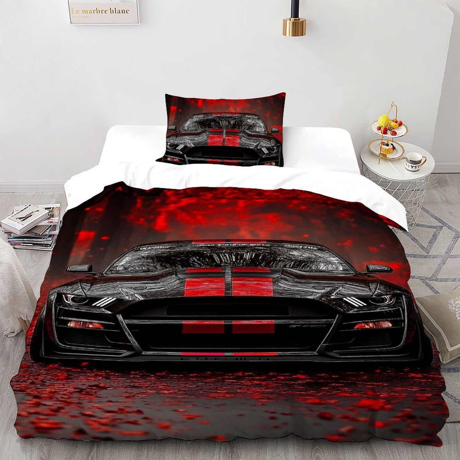 Housse de couette 135x200cm motif 3D avec sa taie d'oreiller lit simple