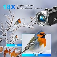 Vista 4 de Cámara de vídeo 4K, videocámara UHD de 36MP para vlogging en YouTube, zoom digital de 18 aumentos, pantalla IPS de 3" con rotación de 270°