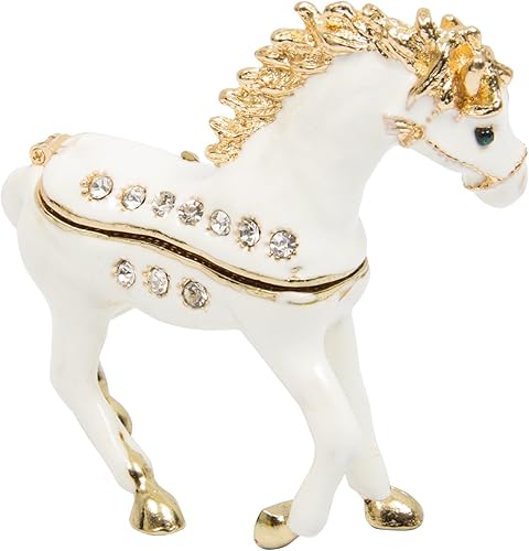 Miniatura 3 de QIFU Pintado a mano esmaltado pequeño caballo forma decorativa con bisagras joyería baratija caja regalo único para la decoración del hogar