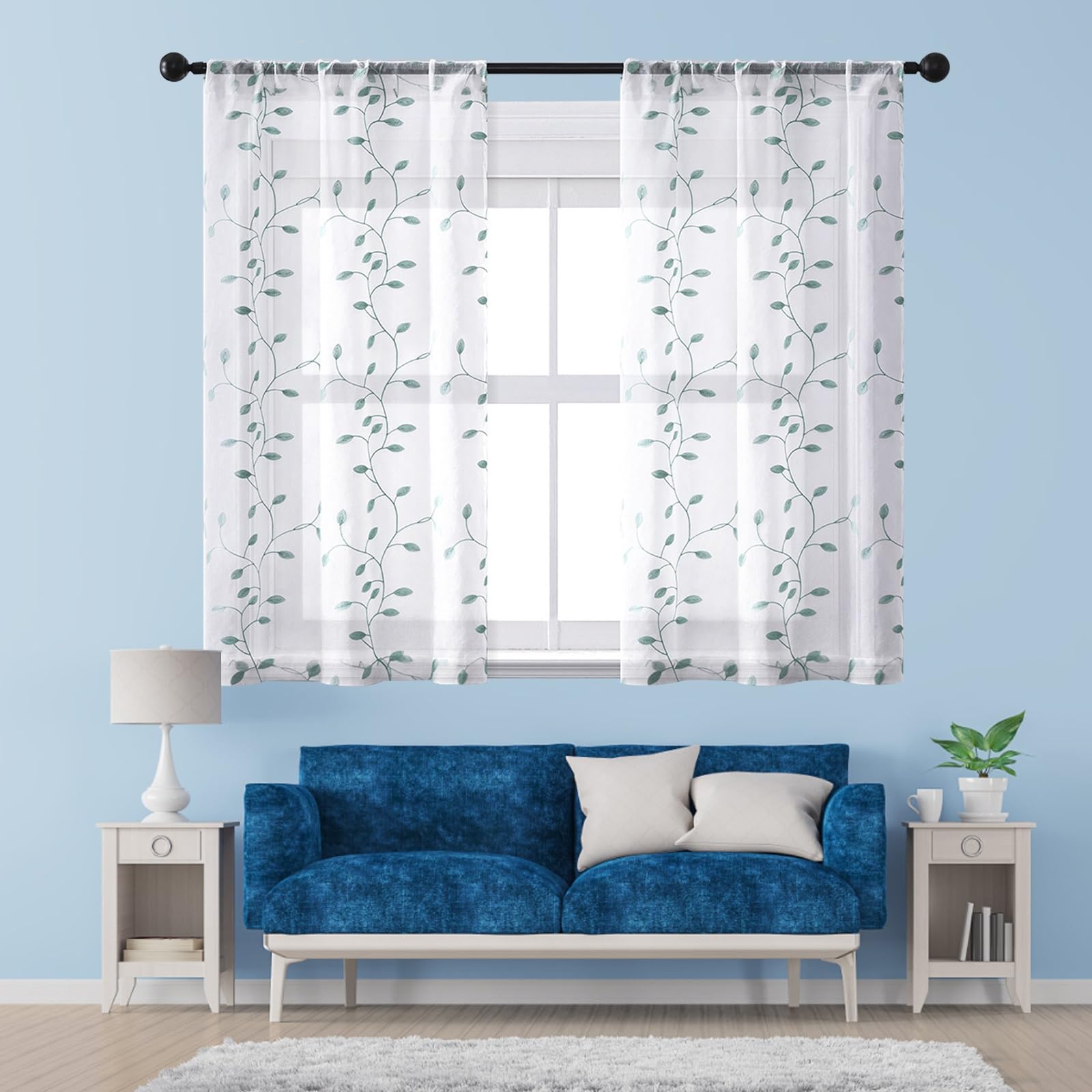 Rideaux salon semi-transparent tulle 115x50 voile de chambre enfant