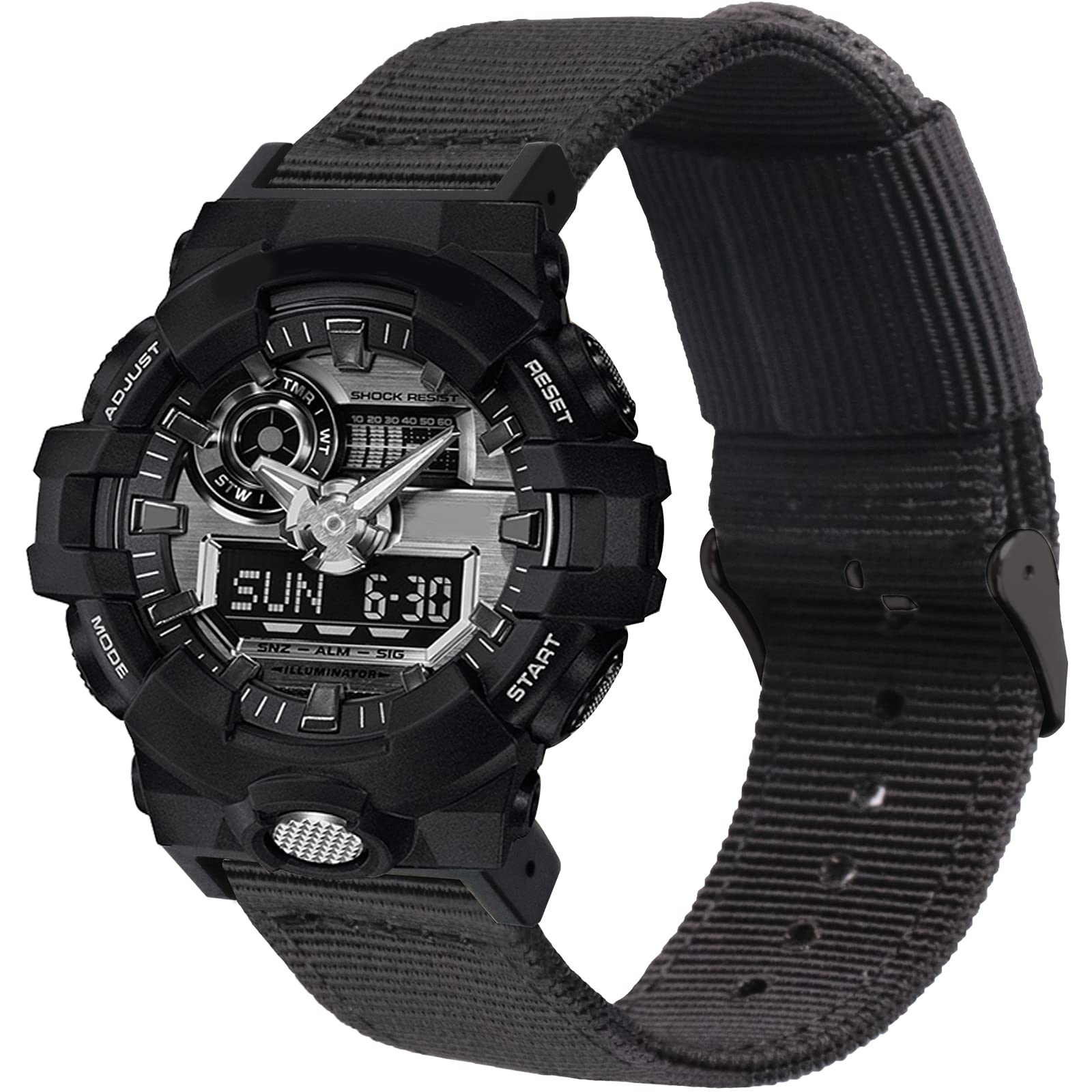 Nylon Strap Replacement for G-Shock Watch Bands Compatible with Casio Watch Model GW5600/GM5600,GA-100/110/120/150/200/300/400/700,GD-100/110/120/350,DW-5305/5600/6900/9052 (Black1)