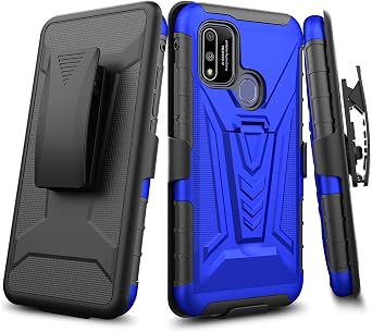 متوافق مع Coolpad Suva Case مع حزام الحافظة مشبك ثقيل مقاوم للصدمات غطاء هاتف واقي مع Kickstand [أزرق]