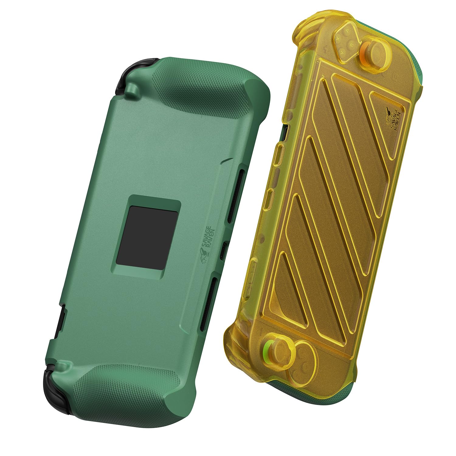 Savage Raven by Skull & Co. StandGrip Front Cover Bundle for Nintendo Switch 2: Protective Case with Textured Grips Full Protection and Hard-Shell Front Cover - Yellow/Green Front Cover [Yellow]+ StandGrip [Green]