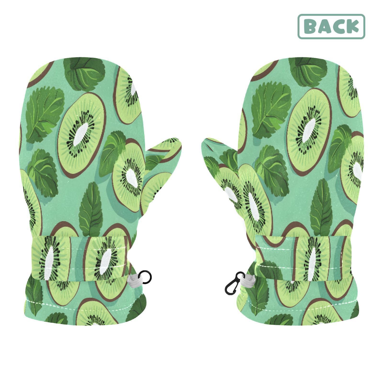 Kid's Winter Gloves Children Warm Gloves Mint Kiwifruit for Boys Girl Age 2-4 Years