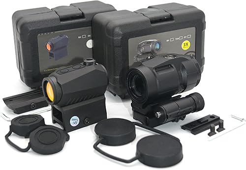 Miniatura 9 de Red Dot - Combo de mira holográfica y lupa 3X para montaje en riel de 0.787in, kit combinado de lupa 3X con soporte elevador