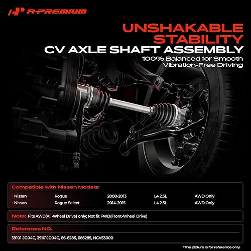 Miniatura 2 de A-Premium Conjunto de eje de eje CV compatible con Nissan Rogue 2008-2013 2.5L AWD, Rogue Select 2014-2015 2.5L AWD, lado delantero izquierdo