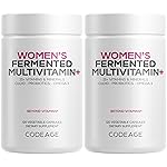 Codeage Womens Daily Multivitamin, 25+ Vitamins & Minerals, Fermented, Organic Whole Foods, Probiotics Supplement - Vitamin A, B, C, D, E & K, Omega 3, Zinc - Vegan - 2 Pack