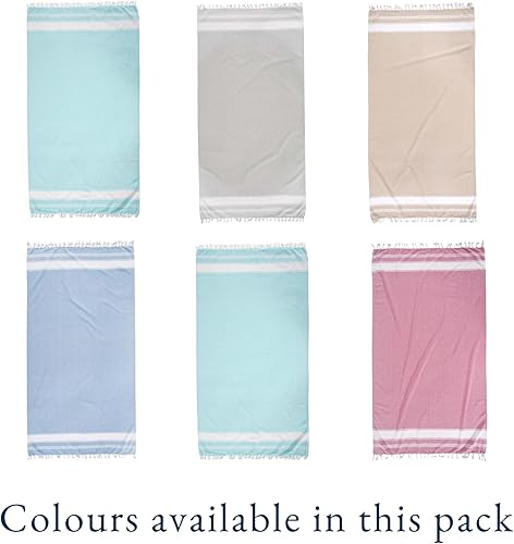 Vista 2 de LANE LINEN Juego de 6 toallas de playa turcas para mujer, tamaño grande, 39 x 71 pulgadas, prelavadas, no se encogen, no se encogen, sin arena