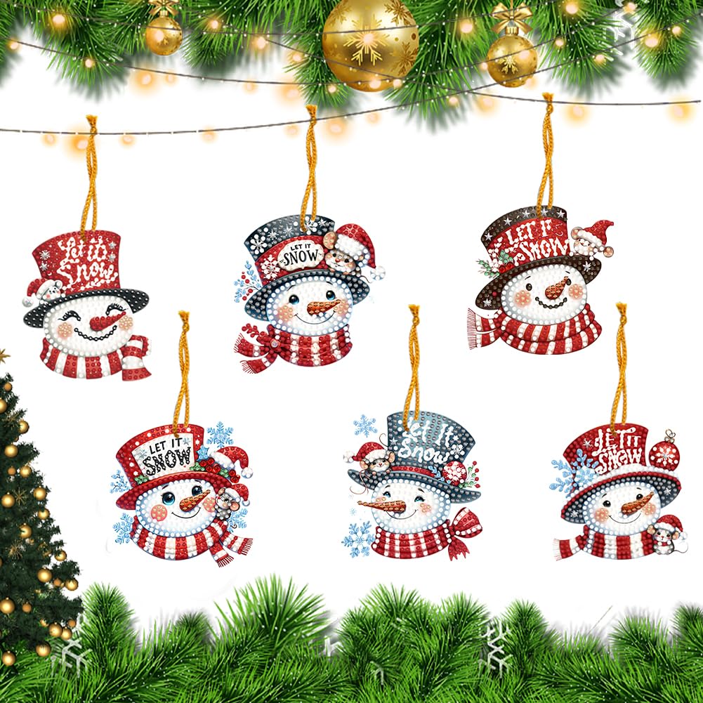 RuiDay 5/6pcs Christmas Tree Pendants, 5D Diamond Drawing DIY Xmas Tree Hanging Ornament Kit, Special Shape Diamond Christmas Trees Pendants Decoration (6pcs A)