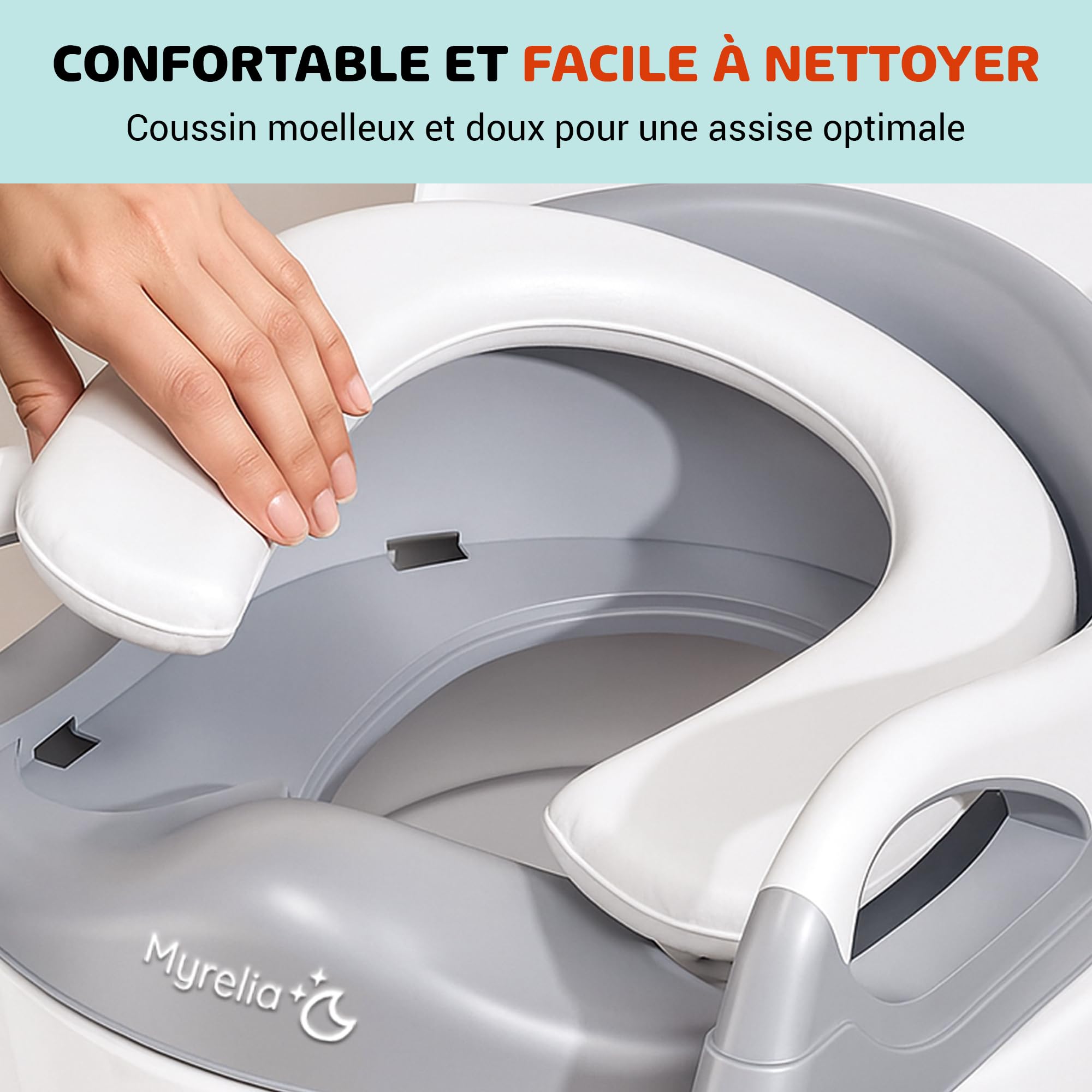 Reducteur toilette enfant 3-en-1, pot bebe toilette et adaptateur toilette enfant avec rehausseur WC, marches, poignées et dossier, antidérapant, pliable, robuste, facile à nettoyer, 3-6 ans