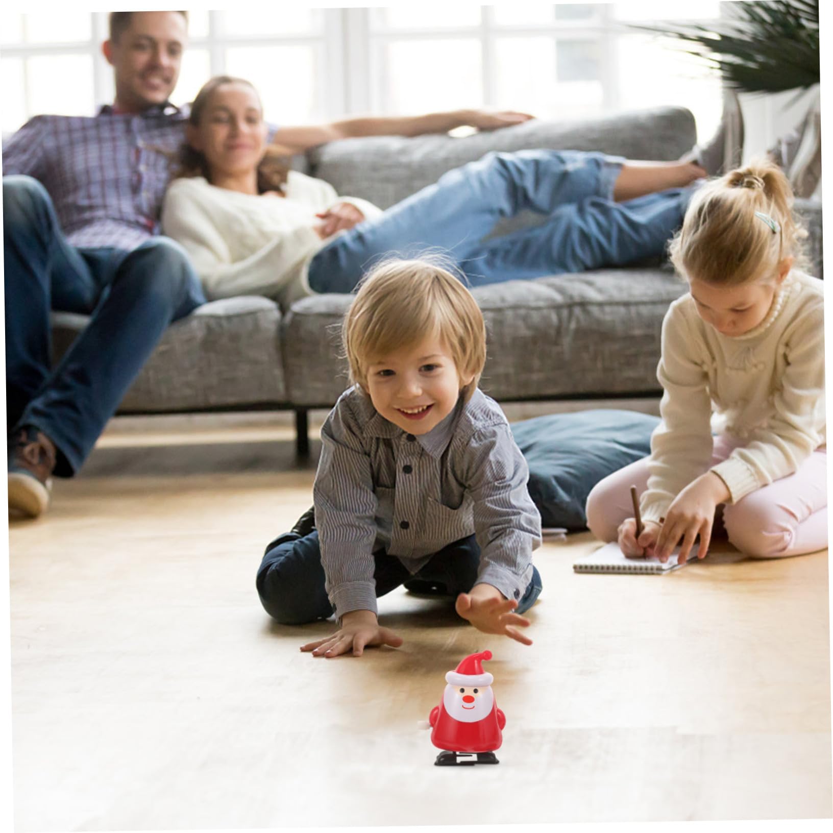 Juguetes de Cuerda Navideños con Diseño de Papá Noel Rojo Juguetes Educativos Mecánicos para Regalo Divertido para Fiesta y Festivales