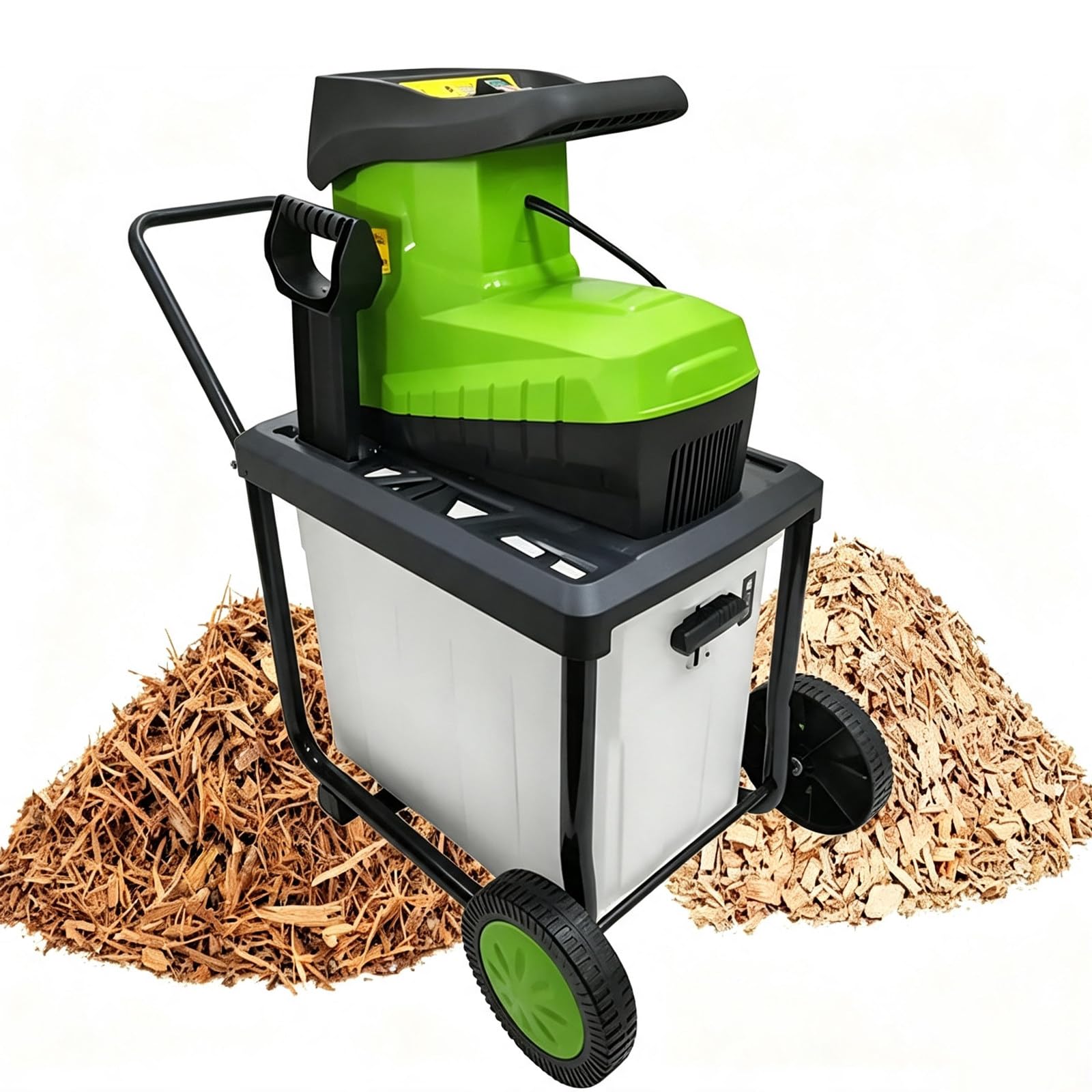 Broyeur et broyeur à bois électrique, diamètre de coupe de 4,6 cm, sac de collecte de 60 L, broyeur efficace pour un nettoyage facile des déchets de jardin et des branches