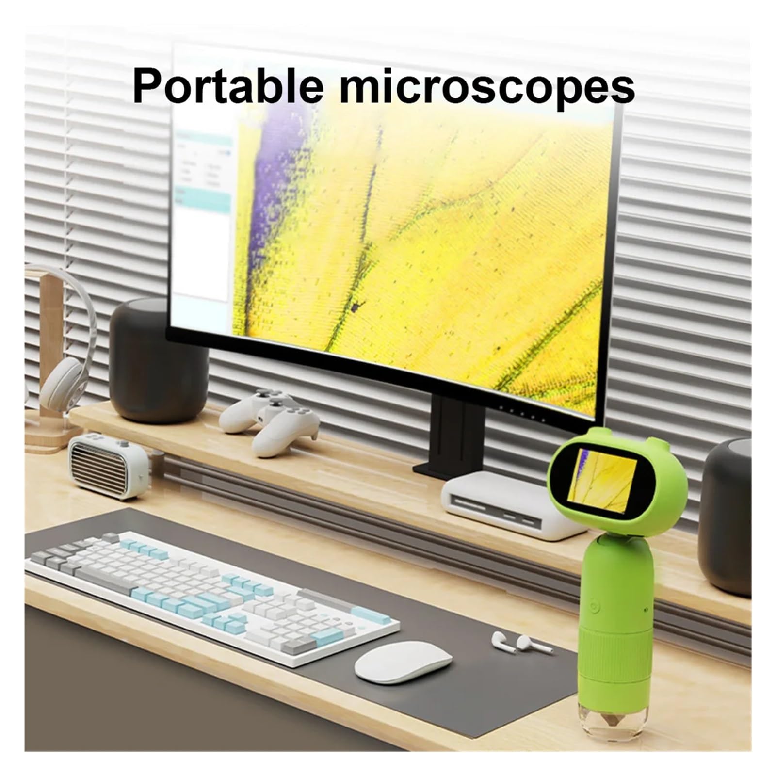 Microscopio Digital de Laboratorio for niños 1000 aumentos, microscopio electrónico con Pantalla IPS 2 Pulgadas, cámara Lupa y función Foto Video 8 Luces LED
