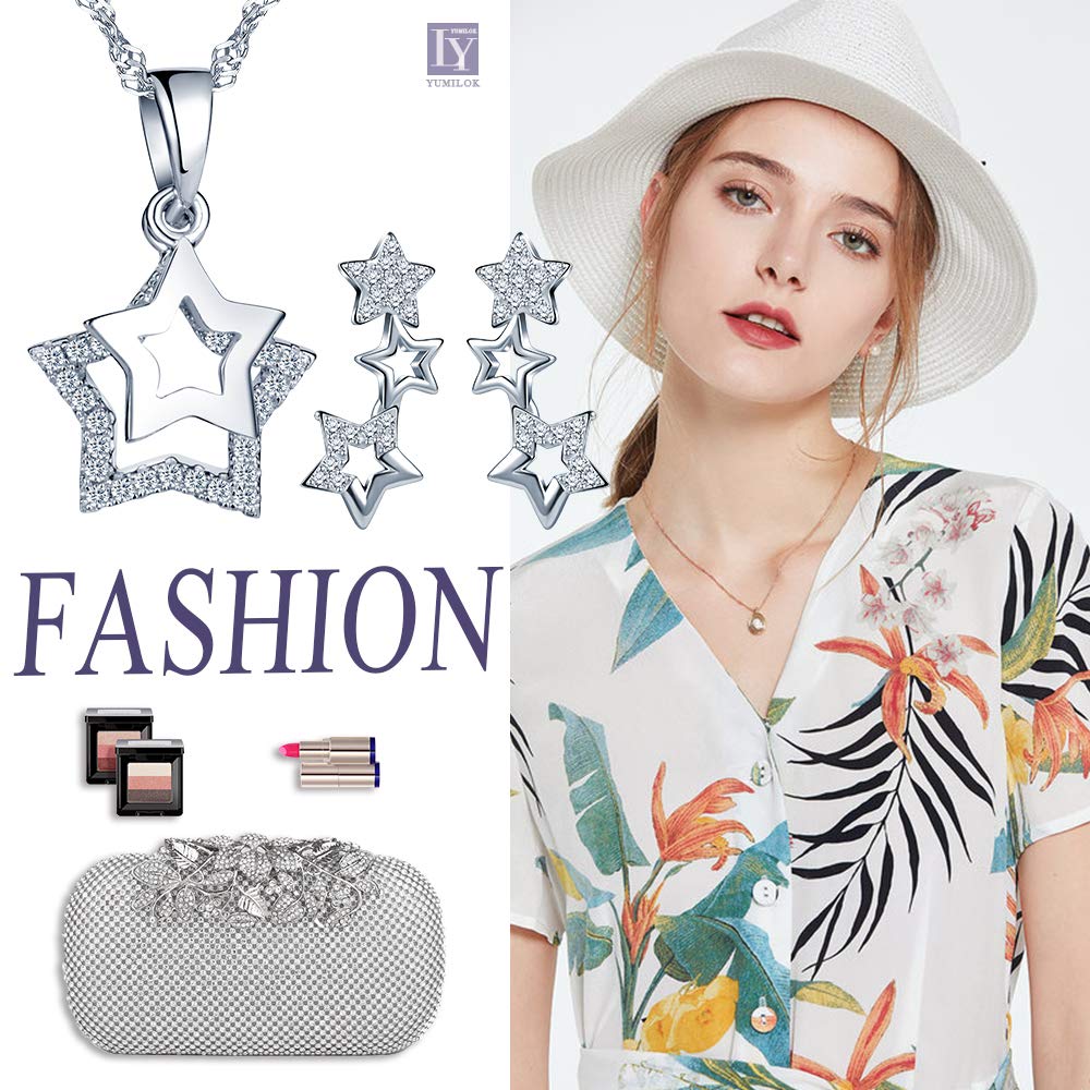 Ensemble Bijoux Femme CPSLOVE Boucles D'oreilles étoile Coloré En Argent 925 Pour Femme Fille Clous D'oreilles D'étoile Filante Boucles D'oreilles Zircon Mini Bijoux élégantes Maternite Femme