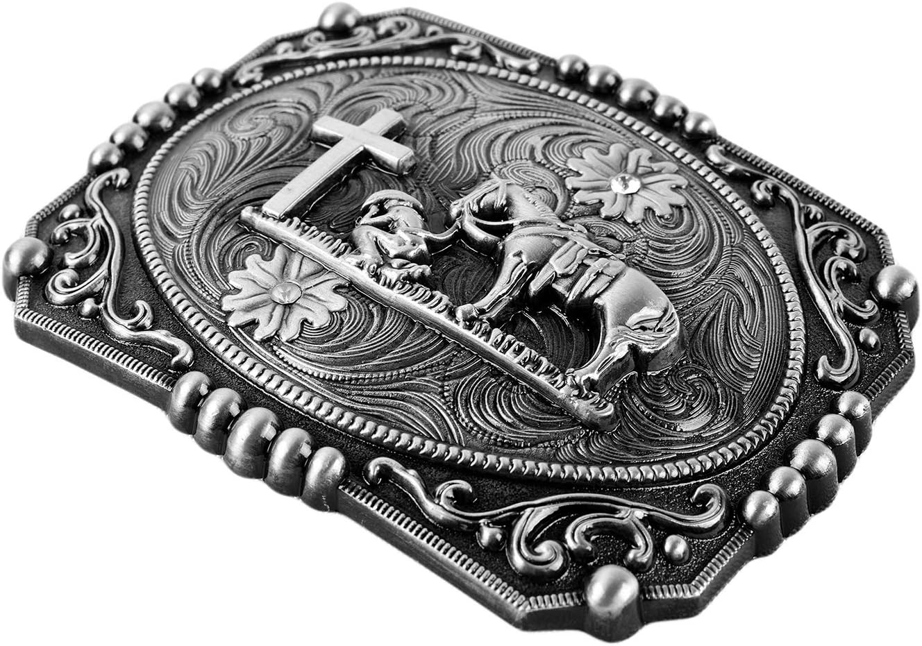 Moranse Religion Cross Cowboy Kneeling Prayer And Horse Design Belt Buckles - Image 3