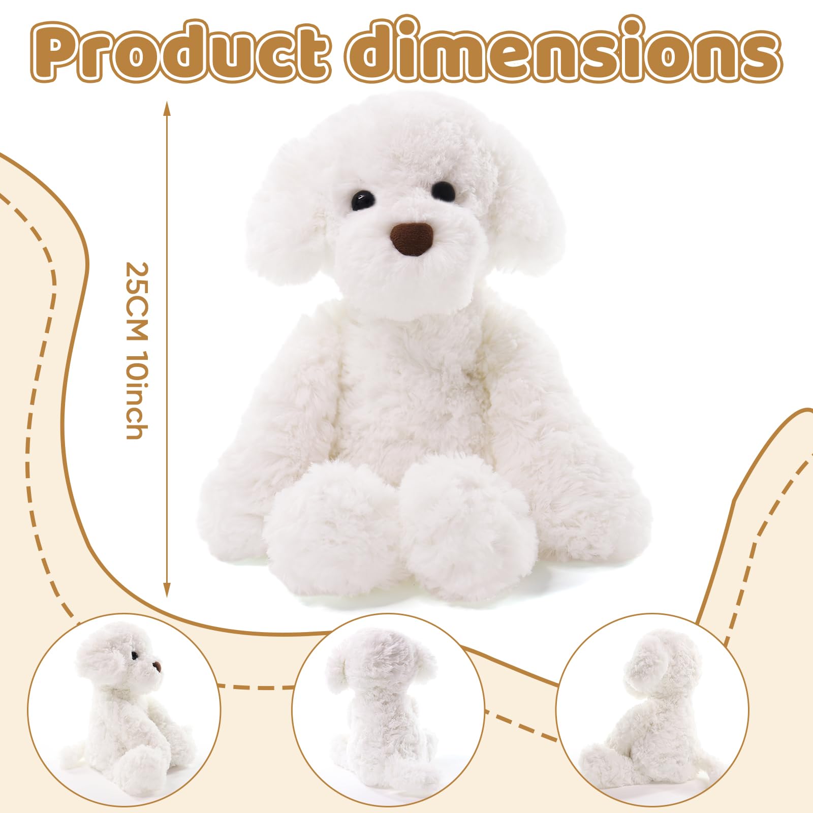 Furvana Bichon Frisé Plüschwelpe, Hunde, Stofftiere, 25,4 cm, Bichon Frisé, Stofftier, ideales Weihnachtsgeschenk, für Kleinkinder, Kinder und Jugendliche, für Kinder von 3–14 Jahren