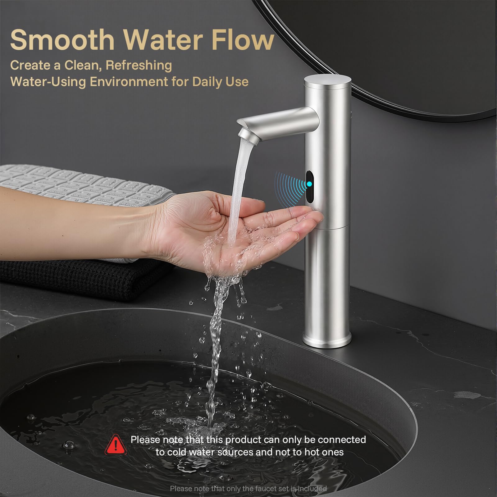 Rubinetto per lavandino senza contatto, sensore a infrarossi, rubinetto automatico per lavabo, miscelatore per lavabo