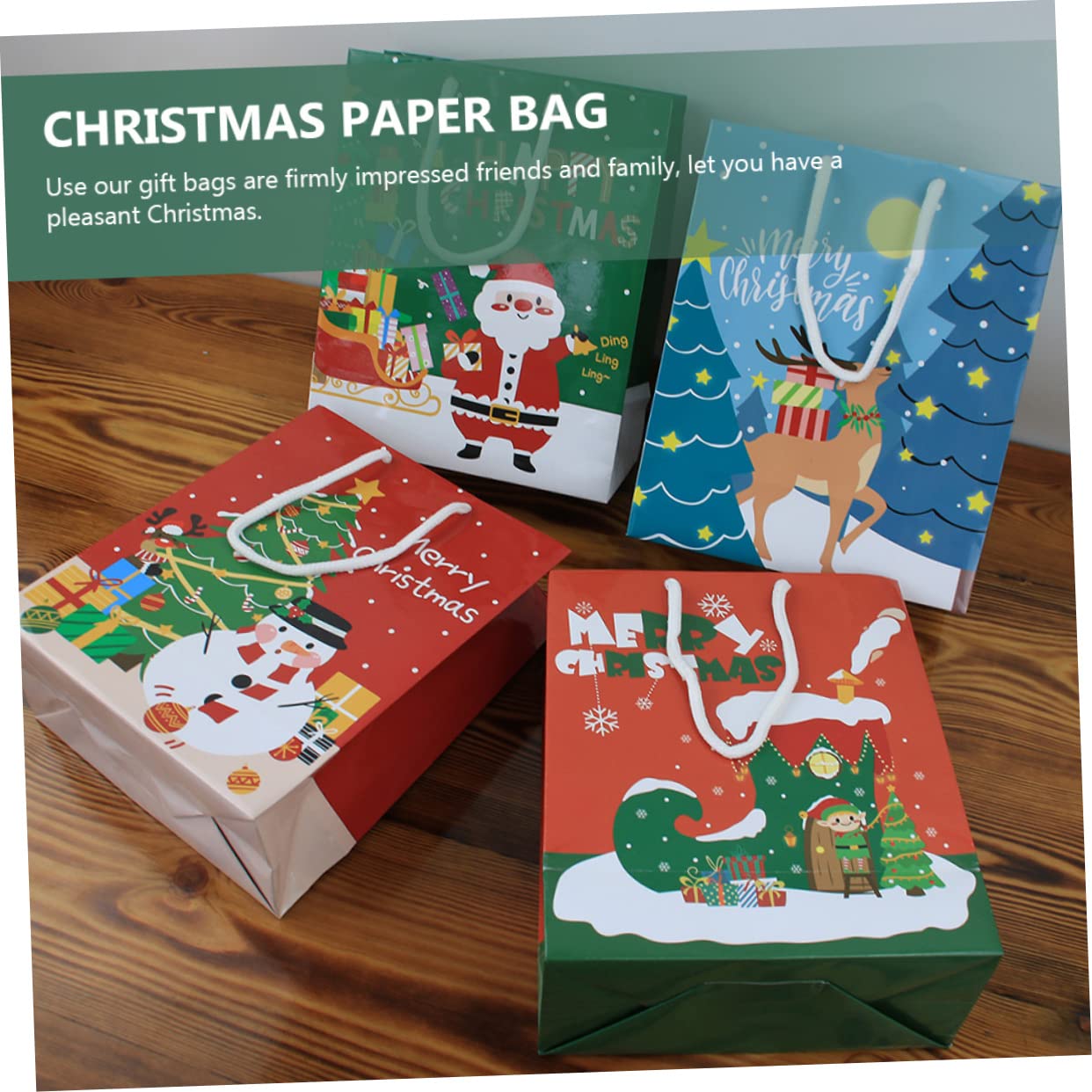 Homoyoyo 12pièces Sacs Cadeaux Papier de Noël pour Friandises et Petits Cadeaux Lot de Sachets Emballage Noël