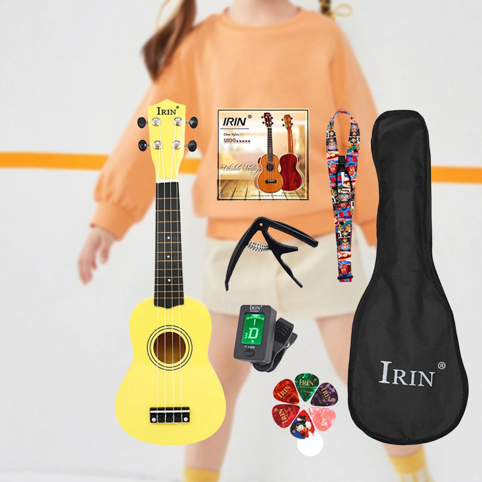 Ukulélé pour Enfants, Instrument de Musique, Cadeau Musical, avec Housse, Ukulélé En Tilleul de 21 Pouces pour Enfants, Débutants, Garçons et Filles