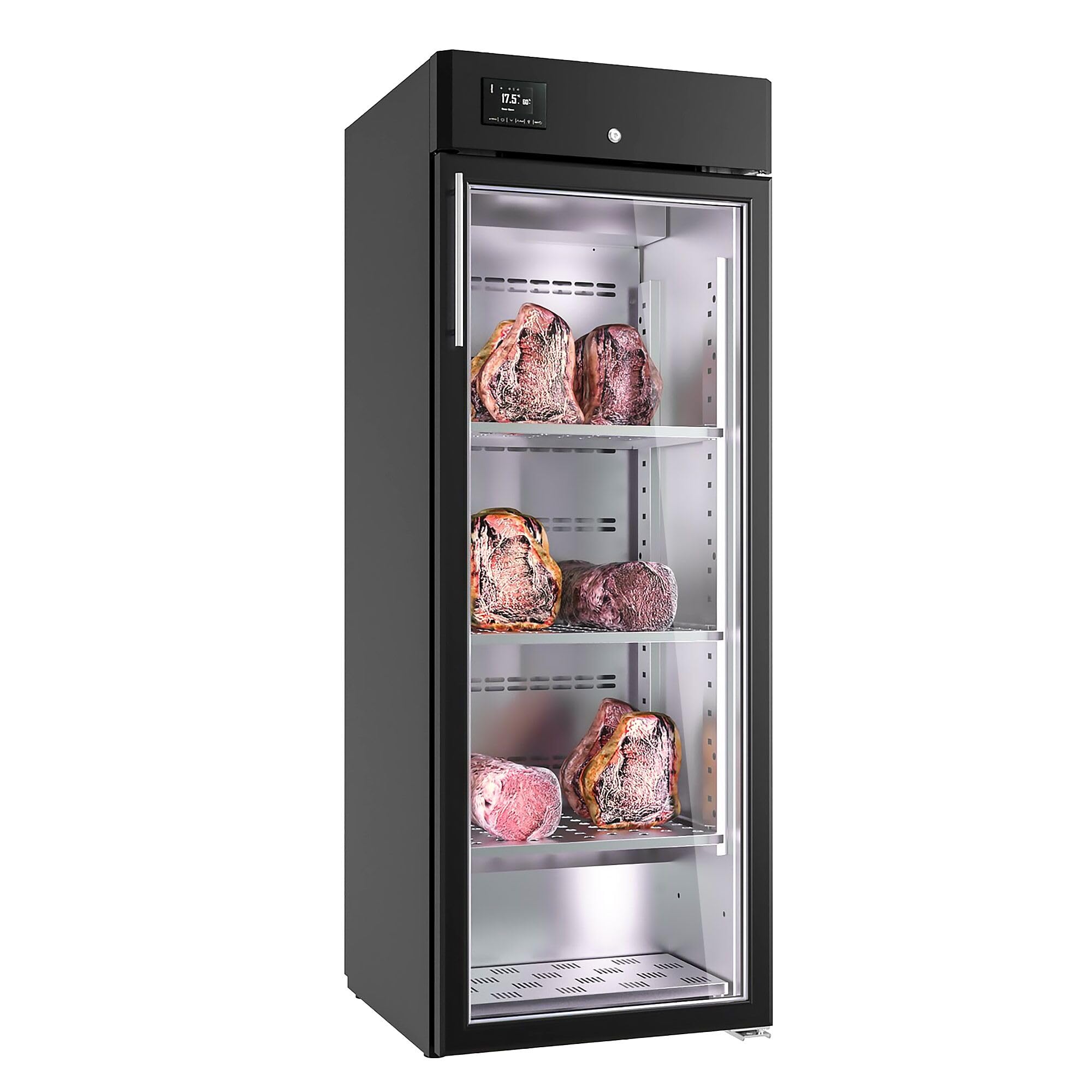 GGM Gastro Dry Aging Fleischreifeschrank 600mm 340L | Hygienischer Edelstahl-Innenraum, präzise Touch-Steuerung, regulierbares Klima, abschließbare Glastür, automatische Abtauung