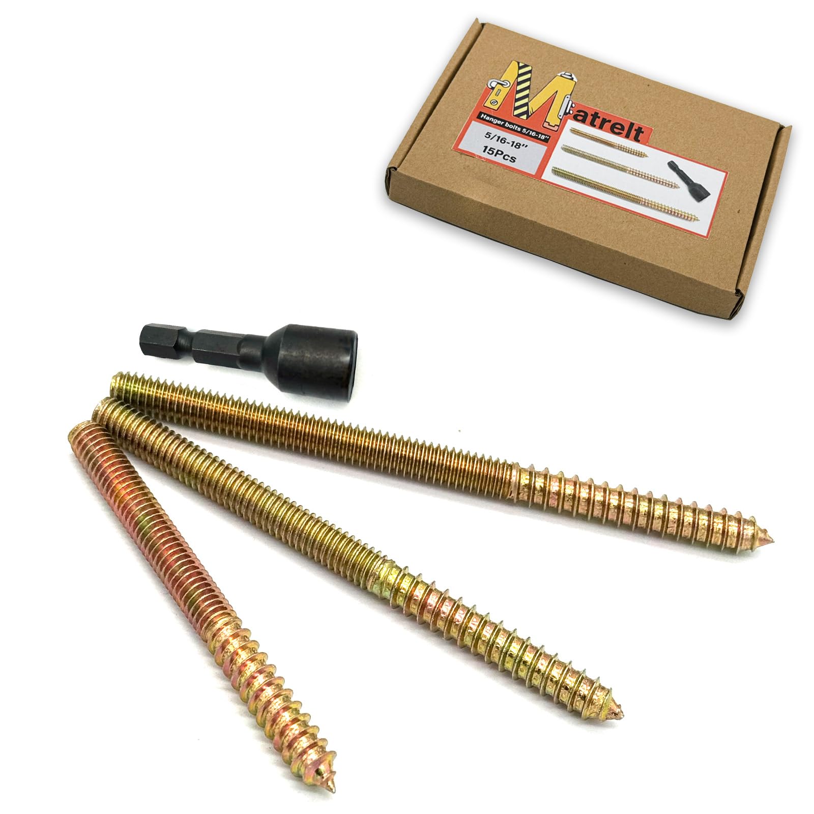 41 Pack Hanger Bolts - 1/4-20" Wood Screws & Driver -11