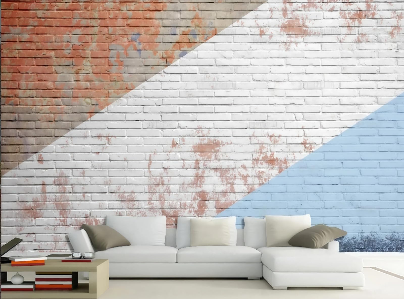 Xdoubao 3D Wallpaper Retro Nostalgic Colorful Brick Wall Personality Bar Dessert Coffee Shop Background Mural Western Restaurant Wallpaper,,300X210cm